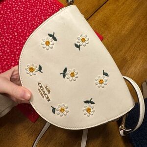 Coach Cream Purse with Yellow Flowers